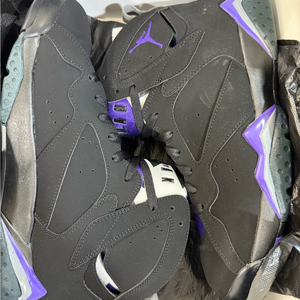 Jordan Air 7 Retro Black and Purple Athletic Shoes